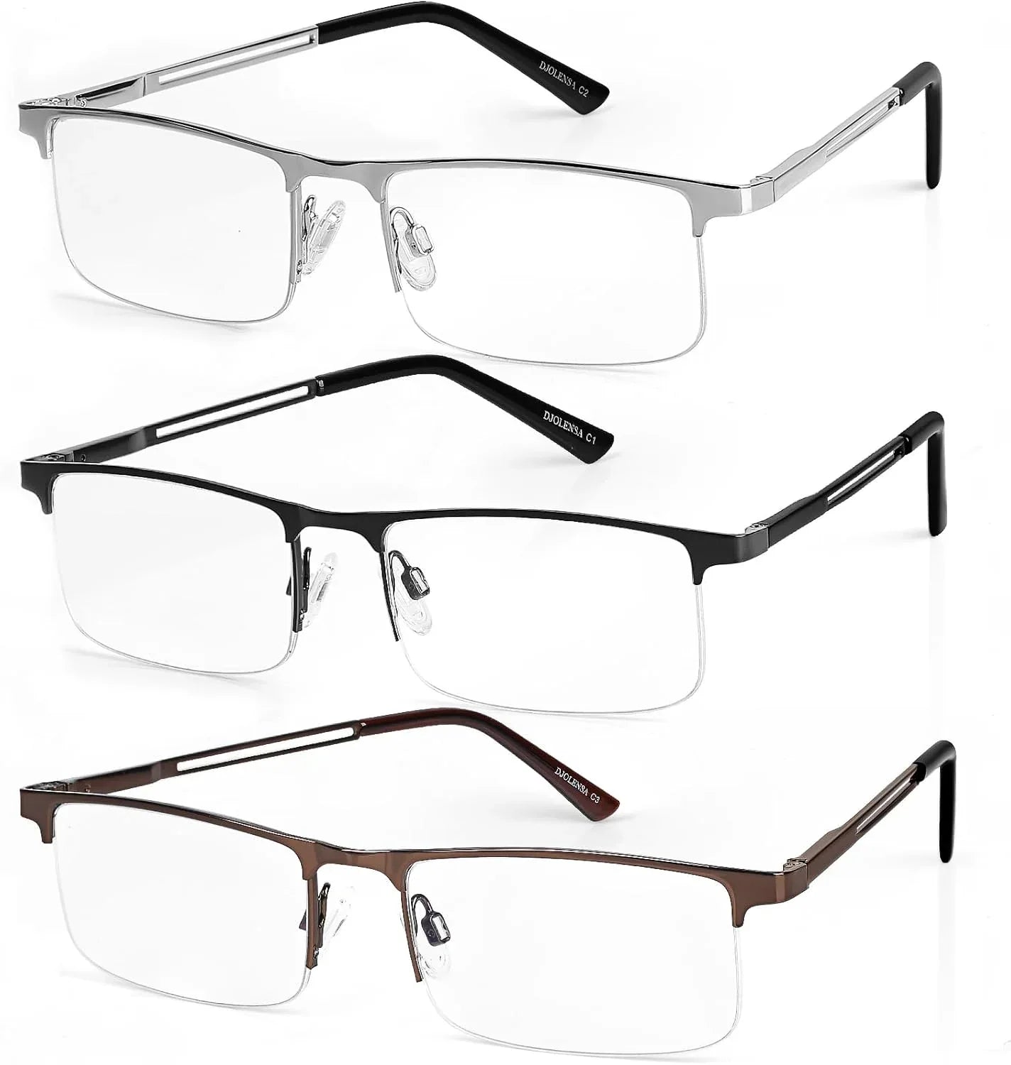 DJOLENSA 3‑Pack Light Blocking Reading Glasses for Men and Women - Gomix Brands Outlet